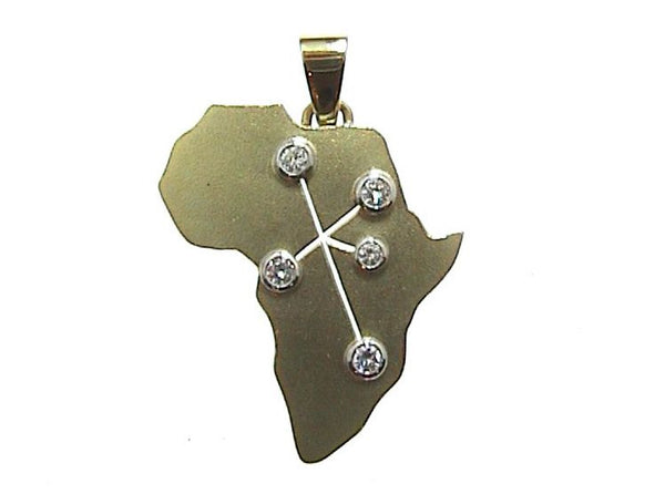 Gold Africa pendant set with small diamonds