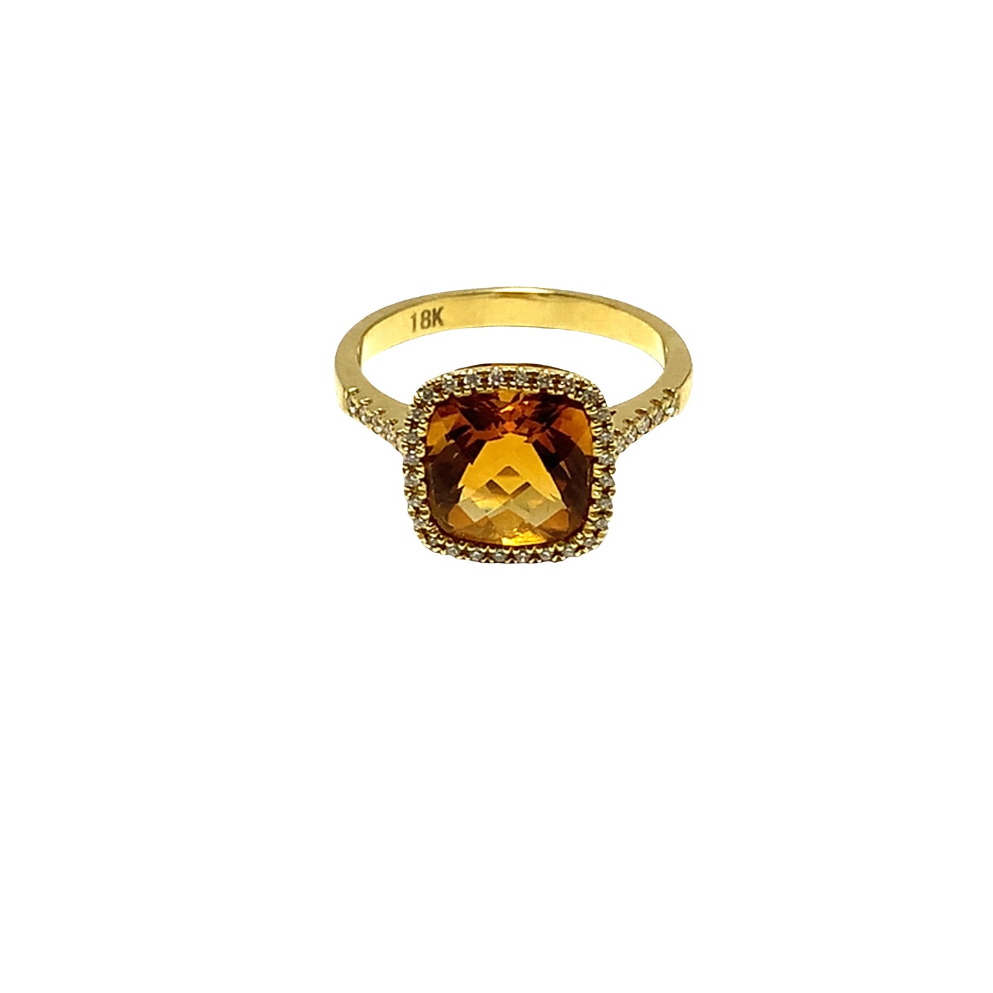 18ct Yellow Gold Citrine & Diamond Ring